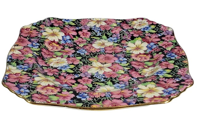 Royal Winton Florence Chintz Square Salad Plate 7 3/4" Vintage 2
