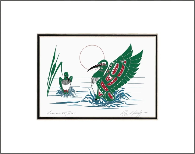 LOONS - MATES by Northern Tuchone - Richard Shorty - 11" x 14" Matted art print