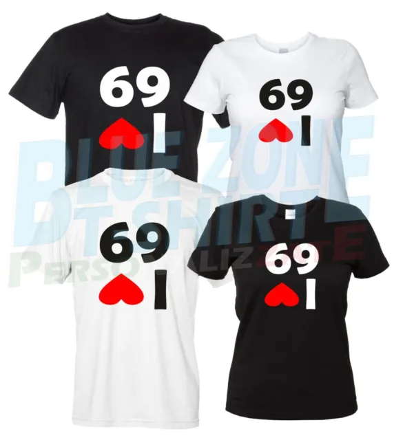 I Love 69 - Maglietta Doppio Senso Divertente T-Shirt da leggere al contrario 2