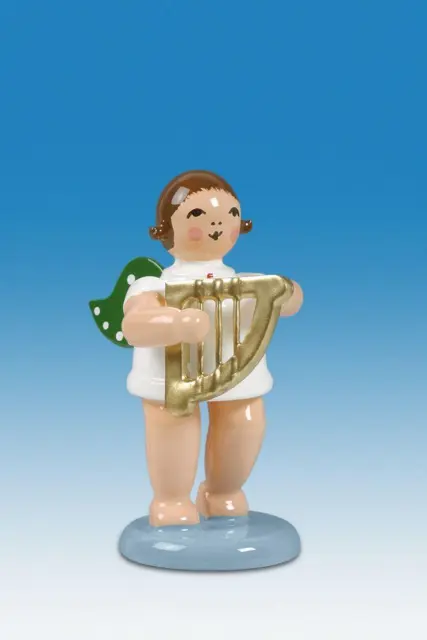 Engelmusikant Engel mit Handharfe mit Krone Höhe ca 6 cm NEU Weihnachtsengel Hol