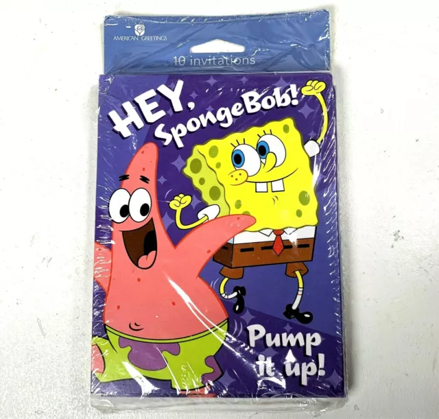 NEW NOS American Greetings SpongeBob Party Pack 10 Invitations 2005  Pump It Up!