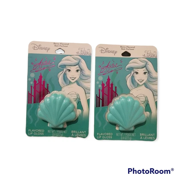 Disney Ariel Seashell Shaped Pot of Berry Flavored Lip Gloss Brillant Lot of 2