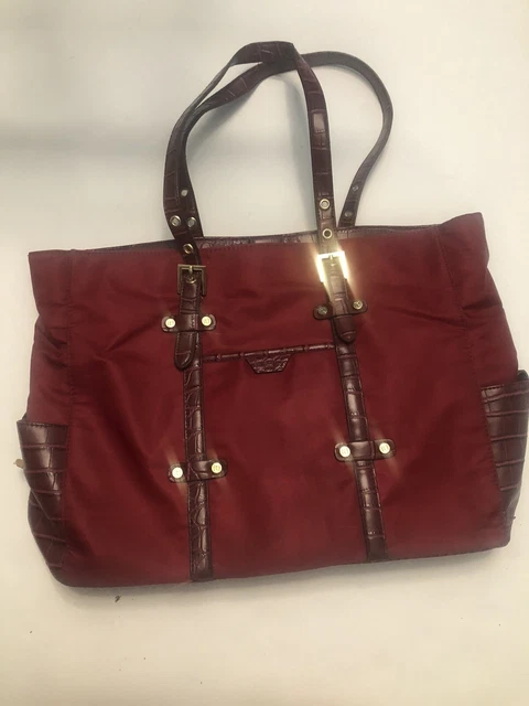 Tutilo Nylon Croc Embossed Leather Burgundy Travel Carryon Bag Anthropologie