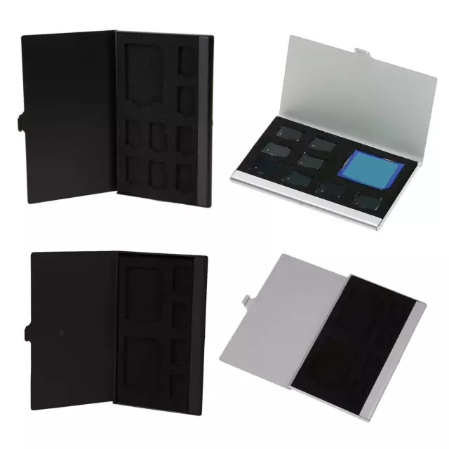 Aluminum  Storage Box for SD Micro SD MMC TF Card Holder Case Hold 1x SD 8x