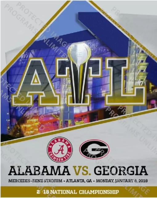 2018 College National Championship Program Georgia Bulldogs Vs. Alabama Crimson