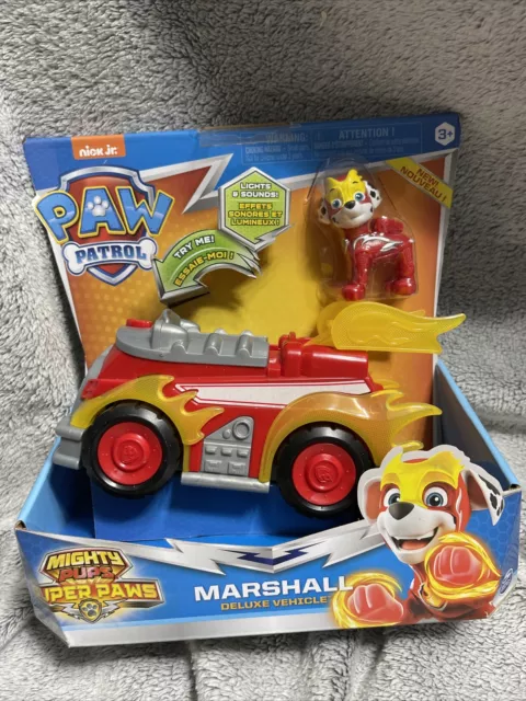 PAW PATROL MIGHTY Pups Super Paws Marshall’s Deluxe Vehicle with Lights ...
