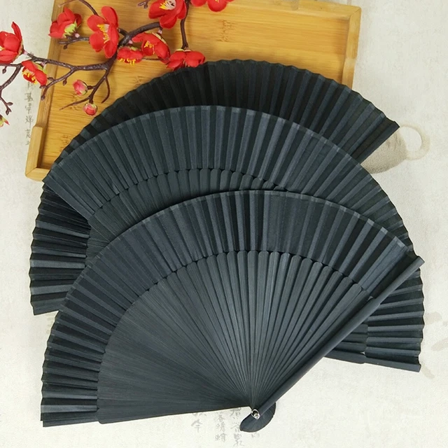 Ventola pieghevole uomo bambù nera regalo uomo kung fu cinese palmare