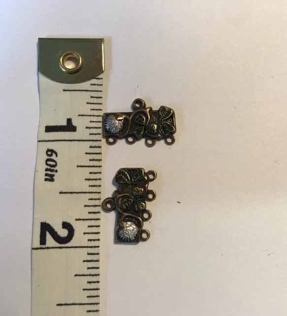 Vintage Antique Brass Banana Bob Hand Painted Flower Finding/Charm/Connector
