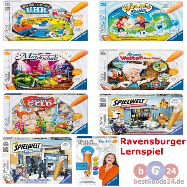 Ravensburger Tiptoi Stift Lernspiel Wettermaschine Rechenspaß Musikschule Polize