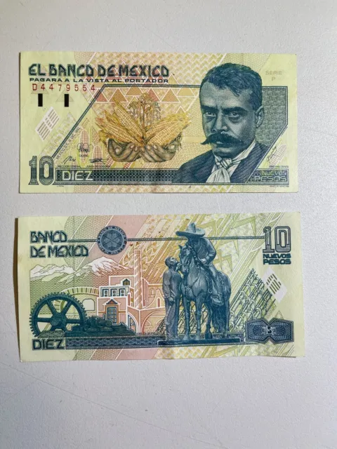 1992 MEXICO  Bank Notes: Banco DE MEXICO   10 NUEVOS PESOS