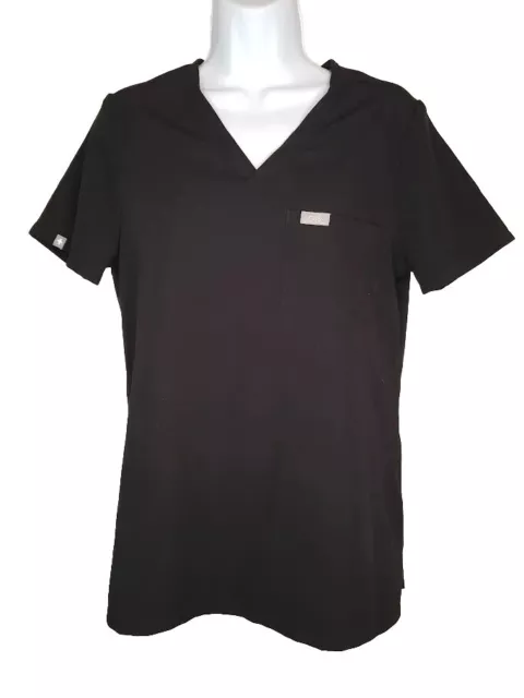 Figs Women's Technical Collection Catarina One Pocket Scrub Top Black Size Small