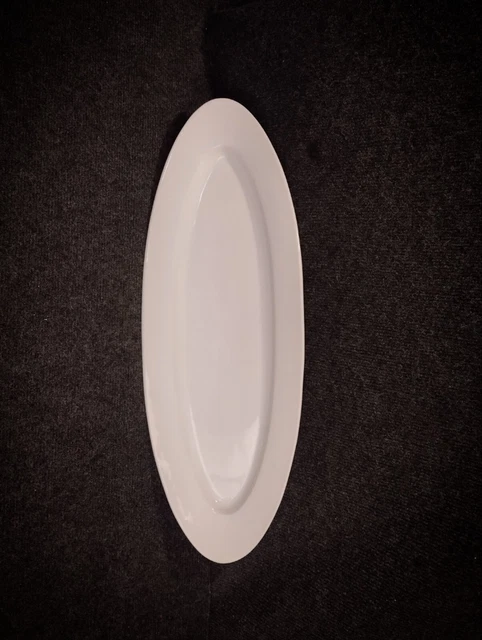 Grand Plat à Poisson Ancien Porcelaine Blanche épaisse - L 58,5 Cm