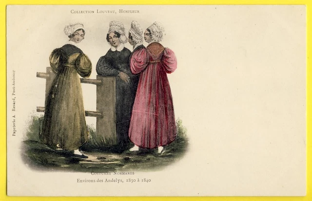 cpa RARE engraving Eau Forte 27 - LES ANDELYS Norman costumes from 1830 to 1840