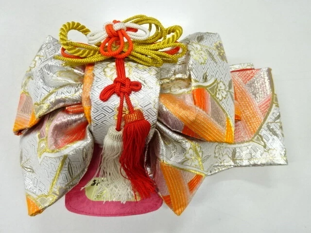 81247# Japanese Kimono / Ribbon Tsukuri Obi For Girls / Woven Spool