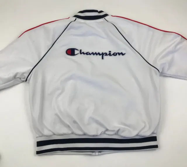Champion Jacket Womens Size Small White Red Full Zip Embroidered Track Top Adult