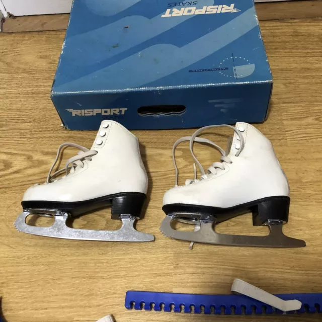 Risport Laser White Ice Skates Size 29 Soakers, Bauer Blade Cutters 2