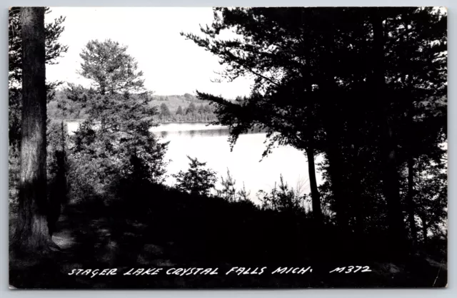Crystal Falls Michigan~Stager lake View Through Trees from Shore~1959 RPPC