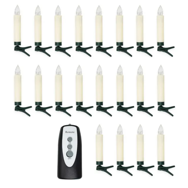 20er-Set LED-Kerzen Weihnachtsbaum-Beleuchtung Kabellos mit Fernbedienung XMAS