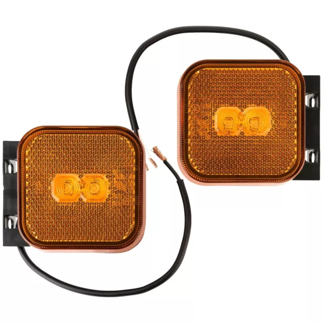 2x LED Umrissleuchte Positionsleuchte Beleuchtung Orange 12-24V 65x65mm Halter