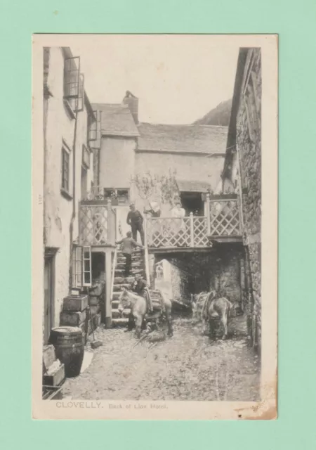 Devon postcard - Clovelly - Back of Lion Hotel - Unp 1906