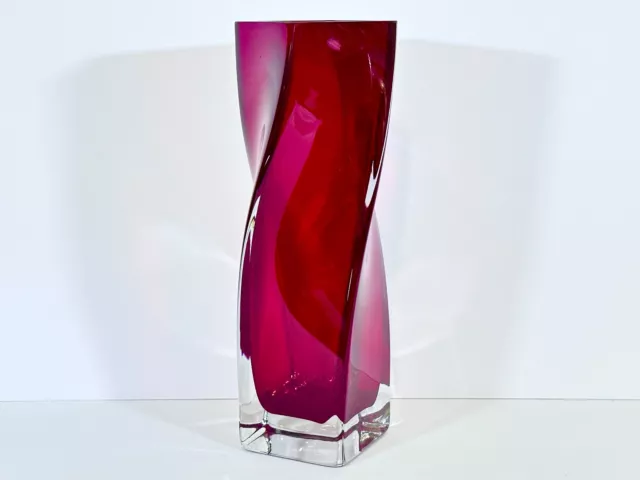 Murano Tall Twisted Red Glass Vase '60s / '70s