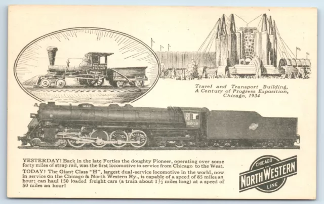 Postcard Century of Progress Expo Chicago 1934 Yesterday! RR NW Line F115