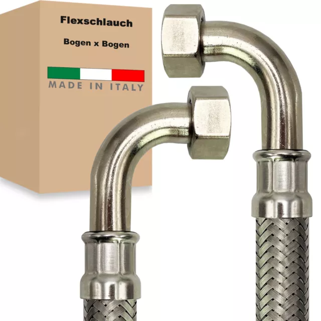 Flexschlauch ÜM-Bogen x ÜM-Bogen Edelstahl Panzerschlauch Sanitär Hauswasserwerk