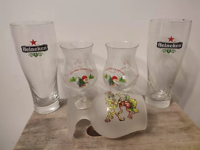 Lot 5 verres à bière La Chouffe Cuvée des Trolls Heineken