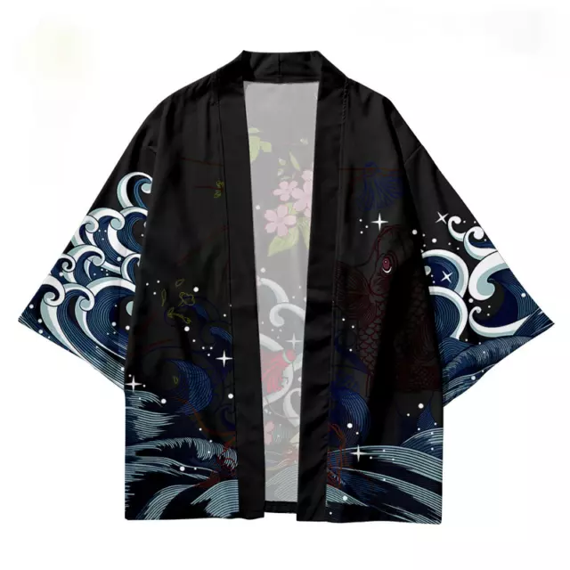 Uomo Kimono Cappotto Giacca Top Pantaloni Giapponese Retrò Casual Stile Etnico 4