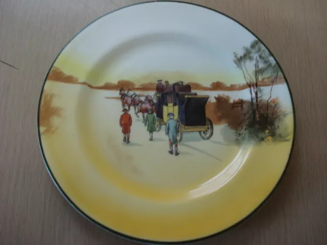 Royal Doulton E3804 Coaching Days round plate  OD 7 1/8" - 18.1 CM SIGNED