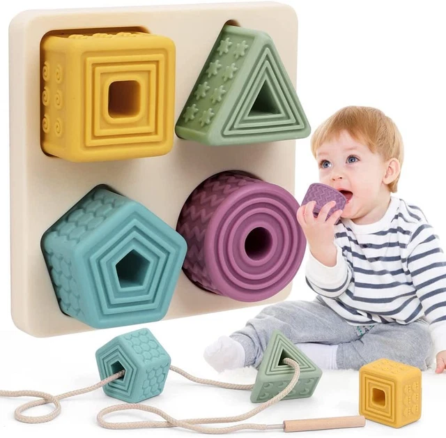 Baby Cute Shapes Stacking Toys Infant Shape Sorter with Sensory Texture Silicone