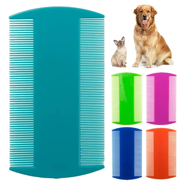 Dog Cat Fine Tooth Comb Double Sided Head Pet Fur Hair Flea Lice Removal Brush