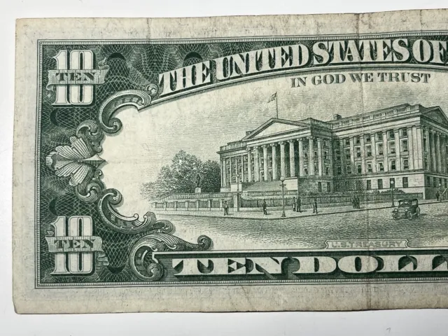 1963 A $10 Ten Dollar Bill Federal Reserve Note  Philadelphia Vintage Currency 5