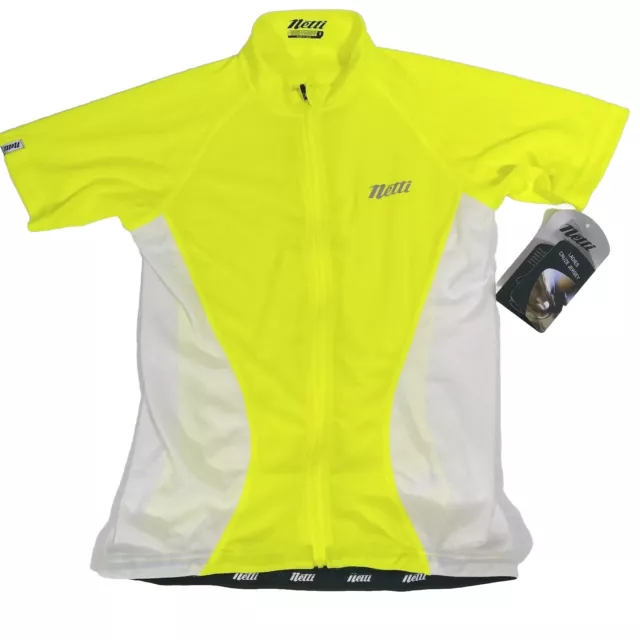 Netti Cycling Jersey Shirt Womens Size 8 Yellow Neon Reflective High Visibility