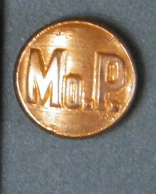 Bb MISSOURI PACIFIC RAILROAD UNIFORM BUTTON Mo.P. small gilt 1883 die