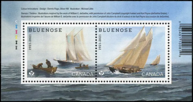 Canada stamps Souvenir sheet of 2 stamps, Bluenose, #3293 MNH
