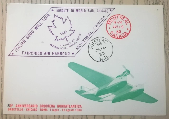 Cartolina Con Annulli 50° Anniversario Della II Trasvolata Atlantica Balbo