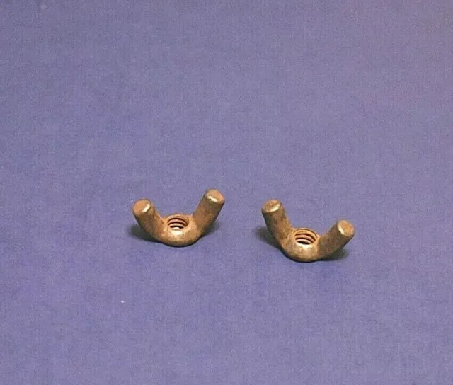 2 Vintage Round Ear Steel Wing Nuts 1/4"-20 Coarse Thread