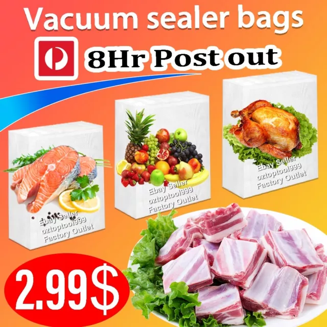 100-1000 Vacuum Sealer Bags Precut Food Storage Heat Seal Cryovac Bags 7  Sizes