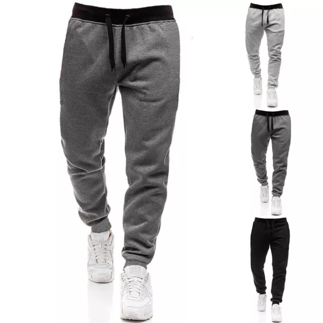 Mens Skinny Tracksuit Bottoms Gym Jogging Casual Trousers Joggers Sweat Pants