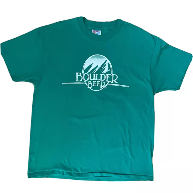 Vintage Boulder Beer Shirt XL Green 90s Liquor Colorado Buffaloes Nature Outdoor