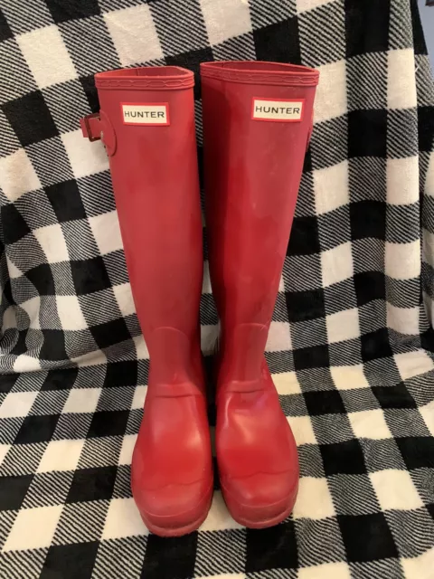 Hunter Women's Tall Wellington Rain/Snow Boots RED size 8