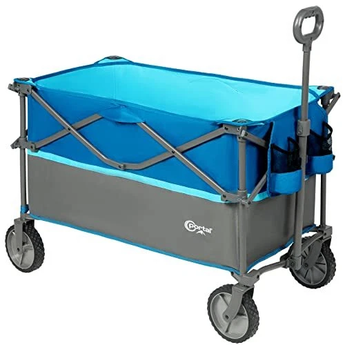 Folding Utility Wagon Collapsible Cart with Wheels Heavy Duty Foldable Garden