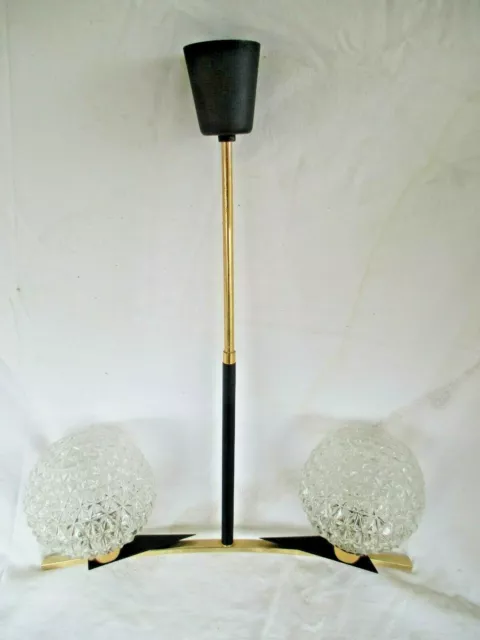 Lustre Arlus lunel laiton doré laqué  Suspension vintage année 1950 /60