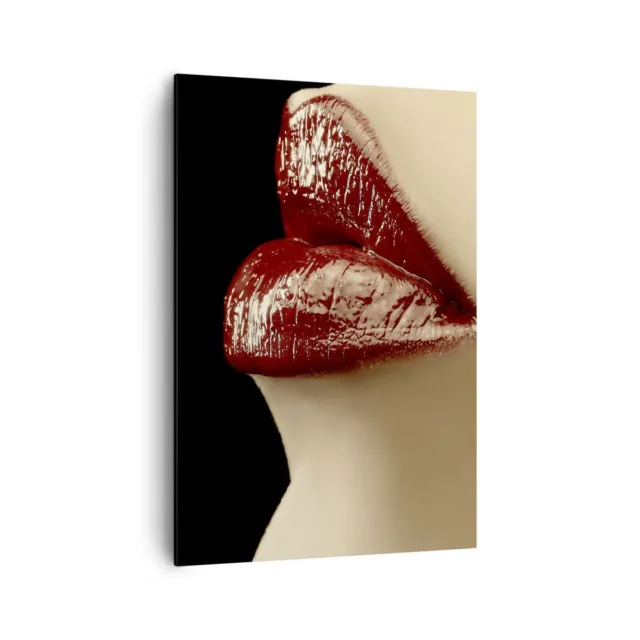 Wandbilder 70x100cm Leinwandbild Frau rote Lippen Lippenstift Gesicht Bilder