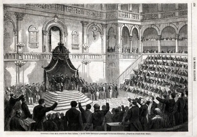 Torino: apertura sessione degli Stati italiani nel parlamento.Grande veduta.1863