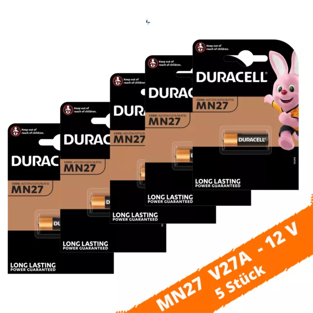5 x Duracell MN27 V27A A27 8LR732 12V Batterie Knopfzelle Alkaline Fernbedienung