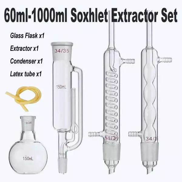 60ml-1000ml Soxhlet Extractor set for Laboratory Biology Chemistry  Glassware