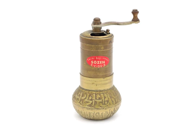 Sözen Türkische kleine Mokka- / Handkaffeemühle aus Messing Vintage H 12,5 cm