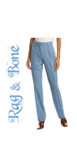 Rag & Bone Womens Lindsey Twill Wool Business Dress Pants Sz-10 Prairie Blue